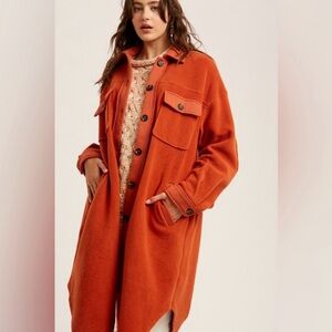 NEW Burnt Orange Long Jacket Coat Shacket with Oversized Small Fit!